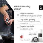 LARS NYSØM Salt and Pepper Grinder Set I Salt and Pepper Mills with Adjustable Ceramic Grinder 2 pieces I Manual Design Spice Mill Set (Pure White)