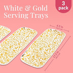 Prestee Disposable Gold Serving Trays for Parties, 3 Pack - Elegant Plastic Trays for Serving Food, 13x9 In. Dessert Platters, Gold Platters for Weddings, Holiday Events, Buffets, and Dessert Tables
