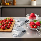 2Pcs Silver Stainless Steel Strawberry Huller Fruit Stem Remover Home Kitchen Tools for Cherry Tomato, Corers (2.8 * 1)