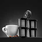 4 Reusable K Cups for Keurig K Supreme, K Supreme Plus, K Slim with Multistream Technology, K-Duo Hot & Iced Single Serve(Gen 2) - 4 Black Refillable Kcups Coffee Filters for Keurig Coffee Makers