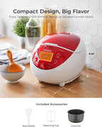 Cuckoo CR-0655F Rice Cooker & Warmer, 6 cups, LCD Display 11-Menu Options - White, Turbo, Mixed, and Brown/GABA Rice, Porridge, Steam Multi Cook, My Mode, 16-Various Cooking Methods, Sm, Red/White