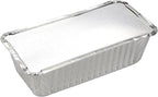 Juvale 50 Pack Aluminum Foil 2 lb Disposable Loaf Pans With Lids for Baking Bread, Heating, Storing Food (32oz, 8.5 x 4.5 In)