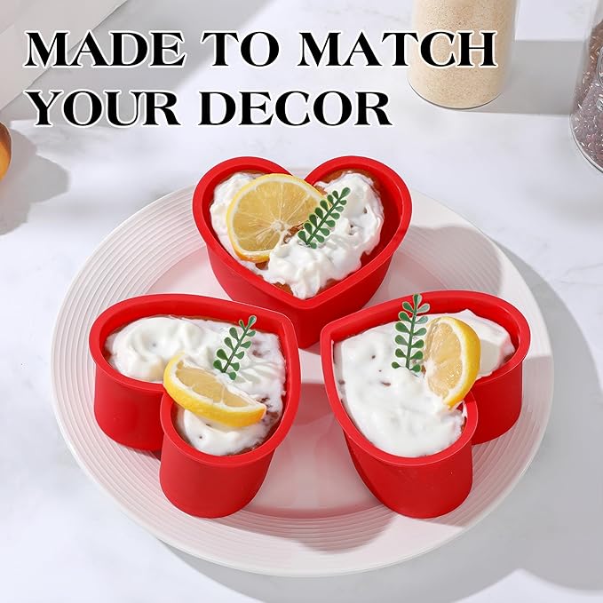 3 Pcs Silicone Heart Shaped Cake Pans 10 Inch 8 Inch 6 Inch Mini Small Large Heart Cake Pan Set Nonstick Silicone Heart Molds for Baking (Red)