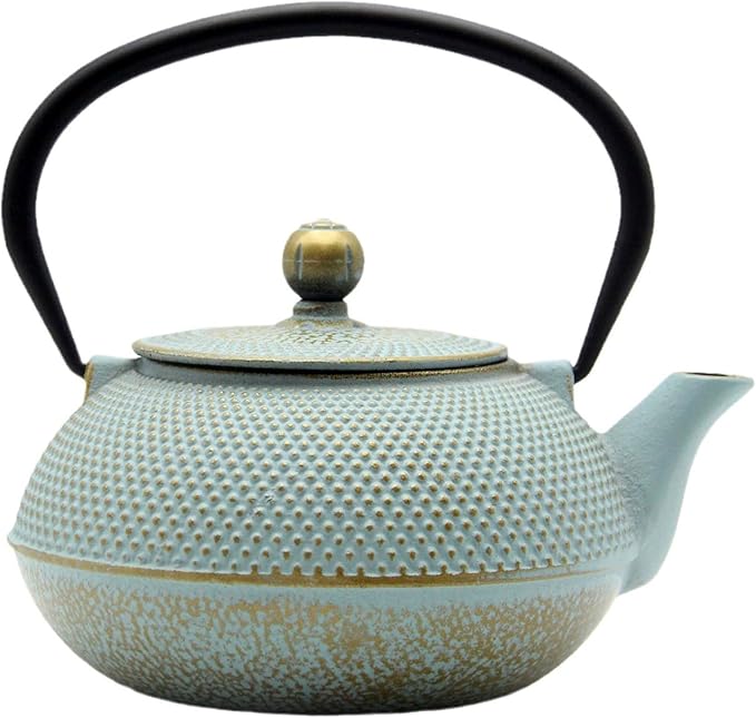 30.4oz Small Cast Iron Teapot, Tea Kettle for Stovetop Safe, Tea Pot with Stainless Steel Infuser for Loose Tea, Japanese Tetsubin Coated with Enameled Interior(900ml)