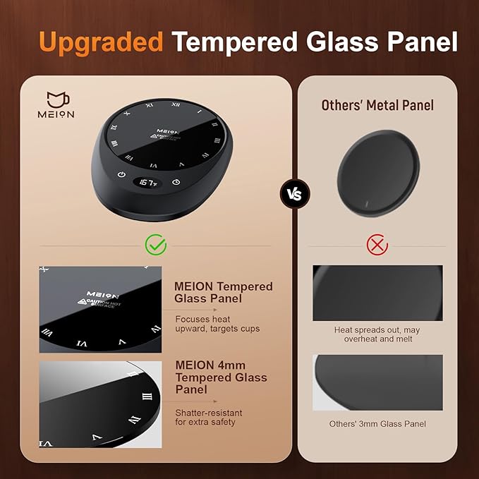 MEION Coffee Mug Warmer for Desk, Coffee Cup Warmer, 4 Temp Settings & 1-12H Timer, Coffee Warmer with Auto Shut Off Smart Gravity Sensor, Beverage & Candle Warmer Coffee Gifts Accessories(Black)