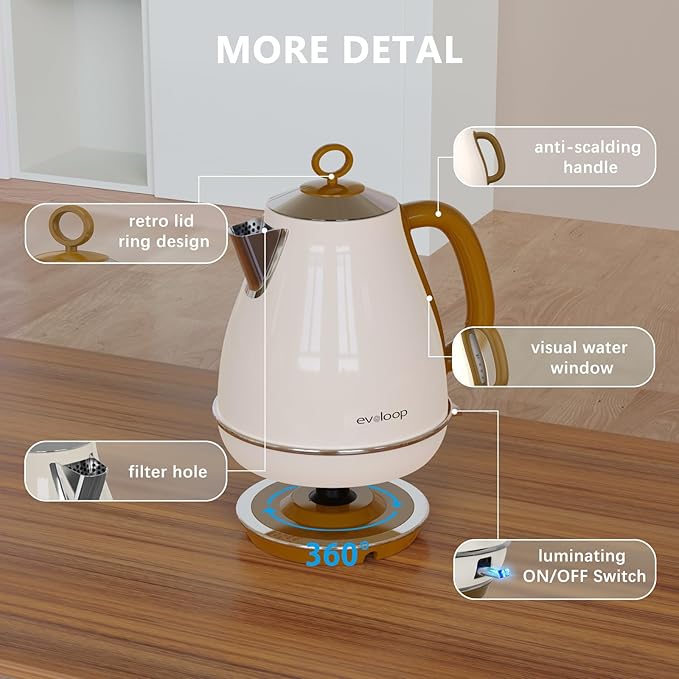 1.7L Electric Kettles, BPA Free Tea Kettle, Hot Water Boiler Heater, Stainless Steel Teapot, Auto Shut-Off & Boil-Dry Protection, 120V/1500W