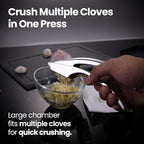 No Peeling Required Garlic Press Stainless Steel with Two Detachable Handles for Coarse&Fine Mincing-Premium Garlic Mincer Tool, Easy to Clean, Dishwasher Safe Garlic Crusher with Lifetime Replacement