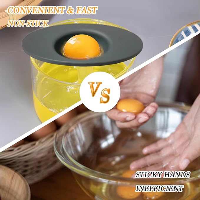 2PCS Silicone Egg Separators, Food-Silicone gg Yolk White Filter, 3-Slit Egg White Separator from Yolk, Egg Divider for Kitchen Gadget Cooking/Baker Tool, Black