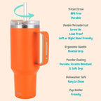 Drinco 40oz 30 oz Tumbler with Handle, Straw Lid, Insulated Stainless Steel Travel Mug Water Bottle Ice Coffee Cup For Cold and Hot, BigSur (40oz, Pumpkin)