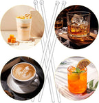 100 Pieces Disposable Plastic Round Top Clear Swizzle Sticks, Crystal Cake Stick, Cocktail Coffee Drink Stirrers 7.24 Inch (Transparent)