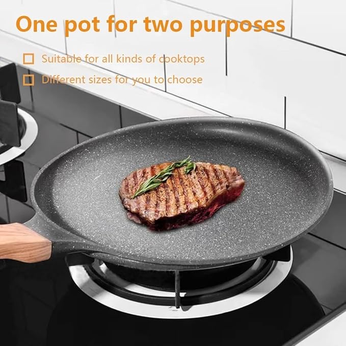 Nonstick Crepe Pan Set, 5 Piece Set Kitchen Pancake Grill Pan, 8 Inch Granite Coating Flat Skillet Tawa Dosa Tortilla Pans, Pizza Pans, Fry-Pan Compatible with All Stovetops (8 Inch)