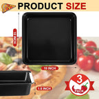 3 Pcs Detroit Style Pizza Pan 10 x 10 x 1.8 in Hard Rectangular Deep Pizza Pans Non Stick Sicilian Style Pizza Pan Dish Pre Seasoned Bakeware Kitchenware