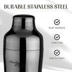 Mixology Bartender Kit: 10-Piece Bar Tool Set with Mahogany Stand | Perfect Home Bartending Kit and Martini Cocktail Shaker Set for a Perfect Drink Mixing Experience | Housewarming Gift (Gun-Metal)