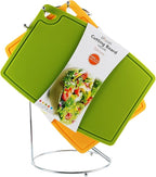 Thick Cutting Boards for Kitchen Silicone Chopping Board Set of 2 Mid 12.6'' x 9.1”,Mini 9.1”x7.1” Non-slip Deep Drip Juice Groove Easy Grip Handle,Dishwasher Safe-Green