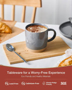 famiware Coffee Mugs for 4, 12 oz Mug Set, Drinking Cup with Handle for Coffee, Tea, Cocoa, Milk, Milkyway serise, Dark Gray