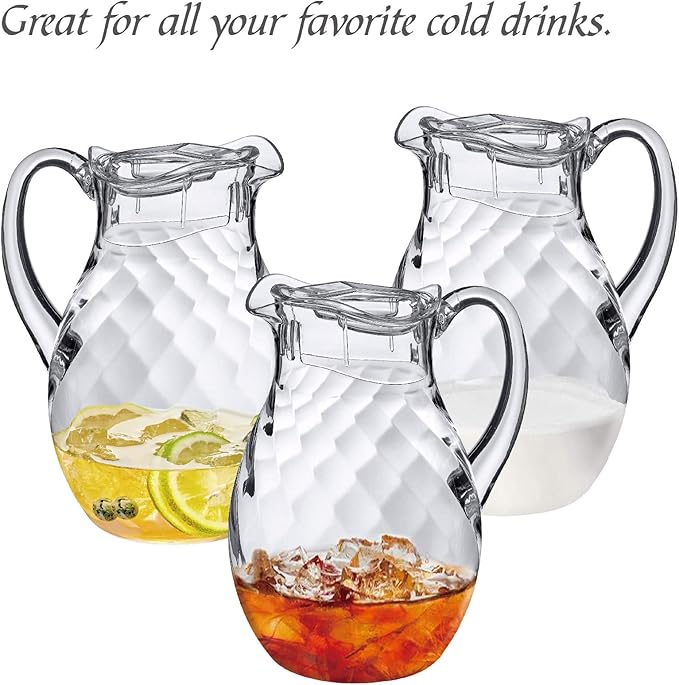 Amazing Abby - Bubbly Whirly - Plastic Pitcher (64 oz, 2 Quart), Clear Water Pitcher with Lid, Fridge Jug, BPA-Free, Shatter-Proof, Great for Iced Tea, Sangria, Lemonade, Juice, Milk, and More