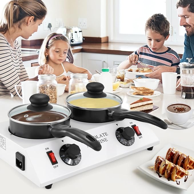 Dyna-Living Chocolate Melting Pot Dual Chocolate Tempering Machine for Melting Chocolate, 80W Chocolate Melting Machine Electric Chocolate Melter Pot for Home, Chocolate Fondue Pot for Chocolate Melt