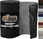 GORILLA GRIP powerGRIP Drawer Shelf and Cabinet Liner, Thick Strong Hold, Non-Adhesive Liners Protect Kitchen Cabinets and Cupboard, Bathroom Drawers, Easy Install, Breathable Mat, 17.5" x30', Black