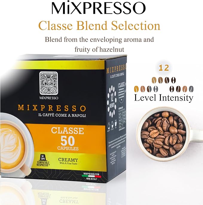 Mixpresso Espresso Machine Bundle with Nespresso Compatible Capsules, Italian Roasted Coffee and Capsule Spinning Carousel Holder - Compact Home Coffee Set, One-Touch Operation