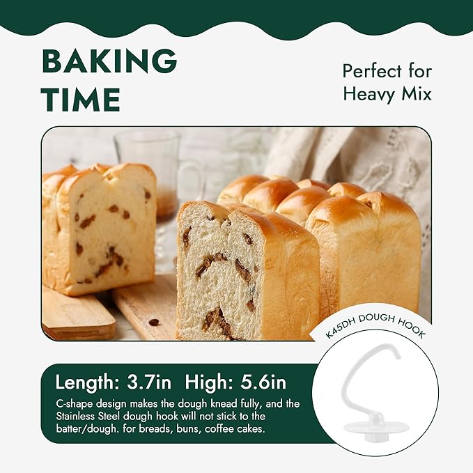 3 Pieces Stand Mixers Repair Set for Kitchen Tilt-Head Stand Mixers K45DH Dough Hook K45B Coated Flat Blade Paddle K45WW Wire Whip Compatible with kitchen aid Mixers Accessories by AMI PARTS