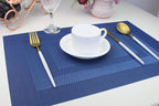 PIGCHCY Placemats,Washable Woven Vinyl Placemats for Dining Table,Easy to Clean Plastic Durable Placemats Set of 6 (18 x 12 inchesches, Navy Blue)