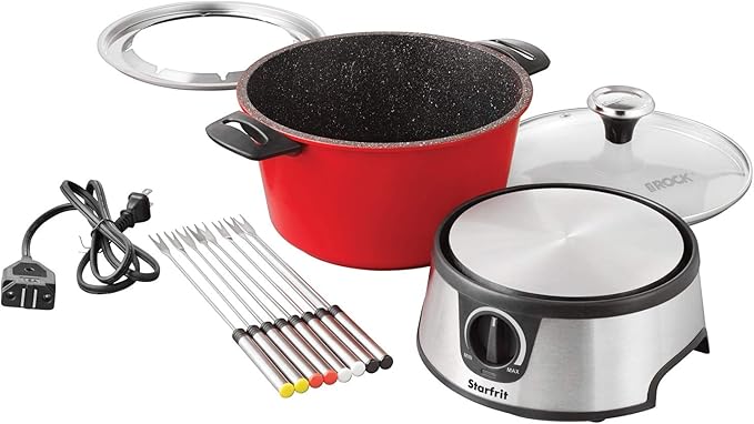 Starfrit The Rock Electric Fondue 13PC Set - 3L - Nestable Components - Quick Release Magnetic Cord - 1500W