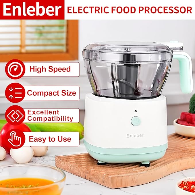Food Processor Electric Food Chopper with 4.5-Cup(1000ml) Vegetable Chopper & Meat Grinder,BPA Free, Stainless Steel Blade for Chopp, Slice, Mince, Grind, and Puree, for Baby Food & Family Use