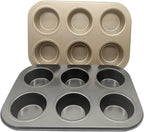 Muffin Tins 6-Cups Nonstick Carbon Steel Standard Cupcake Pans, Set of 2