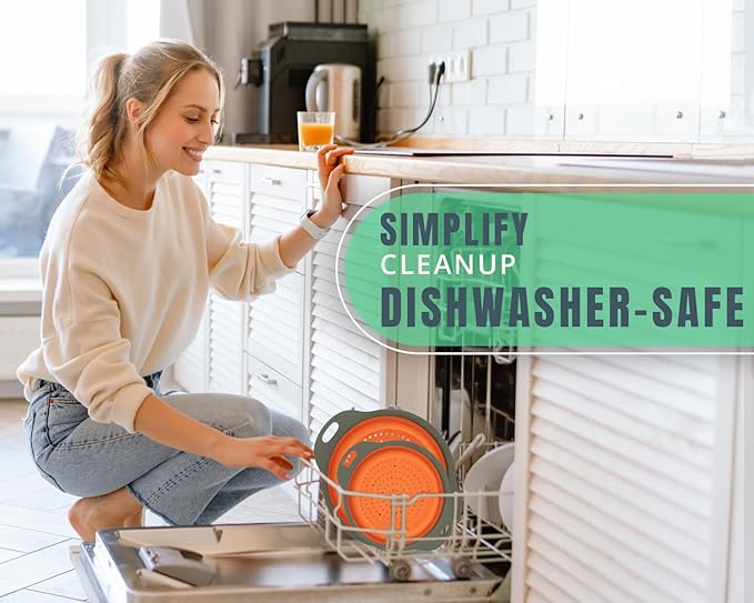 Ultimate Kitchen Strainers Set of 2 - Collapsible Silicone Colander For Easy Storage by Comfify - Use with Pasta & Veggies or as a Fruit or Berry Bowl with Strainer - Irreplaceable for Campers - Coral