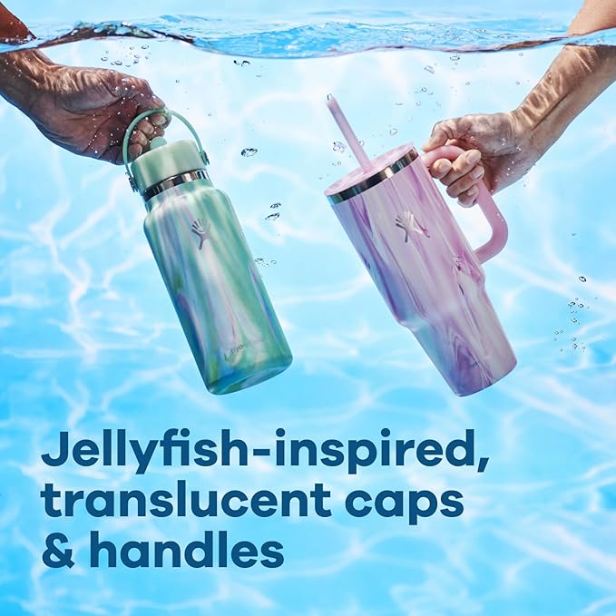 Hydro Flask 40 Oz Travel Tumbler with Handle, Lid and Straw - Insulated Stainless Steel in Jelly Green