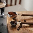 Coffee Spoon - Vintage Walnut Wood Handle, Stainless Steel Coffee Scoop ，Stainless Steel Tea Scoopand Seasoning Spoons (1, Rose Gold, 5g Capacity)