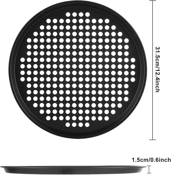 6 Pack 12 Inch Pizza Pan for Oven Round Pizza Pan with Holes Large Pizza Tray Set Carbon Steel Non Stick Pizza Plates Perforated Pizza Baking Sheet Personal Metal Platter for Grilling, Cooking