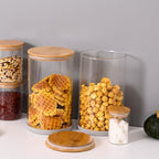 32oz Glass Food Storage Jars, Glass Jars with Bamboo Lids, Kitchen Storage Jars, Canisters with Airtight Lids for Spice, Coffee, Cookie, Set of 4, Pantry Organizers