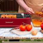 Techwood Smokeless Grill 1500W indoor Grill with Tempered Glass Lid, Compact & Portable Non-stick BBQ Grill, Turbo Smoke Extractor Technology, Drip Tray& Removable Plate