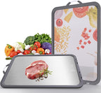 Titanium Cutting Board for Kitchen Large Cutting Boards Double-Sided Cutting Boards with Handle and Stand Stainless Steel Cutting Board and PP Chopping Board for Cutting Meats &Vegetables
