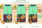 Bento Box for Kids - Leak-Proof Lunch Box with Insulated Thermos Food Jar - 4 Compartments, 1 Removable Divider, 1Spoon, 1 Fork - Dishwasher Safe, BPA-Free (Green)