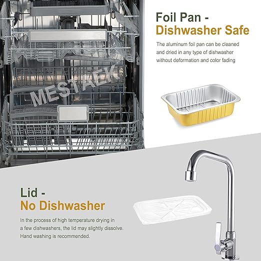 9"x 6.5" Sturdy Aluminum Foil Pans with Lids (5 Pack), 2X Thicker Heavy Duty for Oven Stove Grill Microwavable Cooking, Baking, Reusable Dishwasherable Disposable Pot, Container 47oz