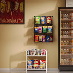 X-cosrack 3 Tier Large Stackable Snack Organizer - Versatile Wall Mounted Wire Storage Basket with Divider for Candy Chip Cans Bars - Ideal for Pantry Office Home