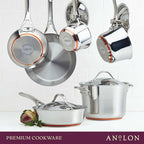 Anolon Nouvelle Stainless Steel Cookware Pots and Pans Set, 10 Piece