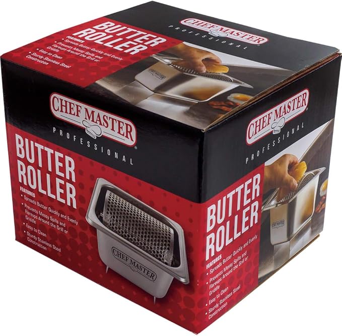 Stainless Steel Butter Spreader, Griddle Butter Roller Saver That Can Hold 3 Sticks of Butters, Butters Spreader Wheel for Breakfast, Tailgating, Picnics, Camping, Griddle Tools by Chef Master - 90021