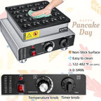 Mini Pancake Maker Machine, 25PCS Electric Nonstick Dutch Pancake Maker, 1.6 Inches Commercial Muffin Maker with Thermostat & Timer Control for Home Restaurant Snacks (12.8"D x 11.5"W x 7.6"H)