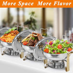 2-Pack Round Chafing Dishes for Buffet, 5QT Stainless Steel Buffet Chafing Set for Catering, Parties & Events