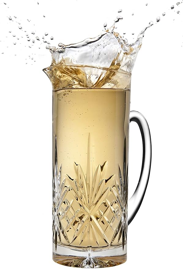 Godinger Beverage Pitcher Carafe, Cocktail Pitcher, Water Pitcher, Bar Mixing Pitcher Glass - Dublin Collection, 34oz