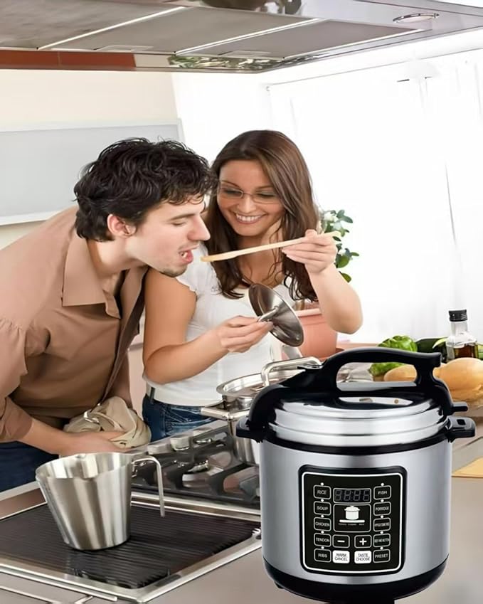 12 In 1 Electric Pressure Cooker With 24-Hour Reservation Function, Slow Cooker, Rice Cooker, Wok, Cake, Yogurt, Etc., 6 L, Stainless Steel/Black.