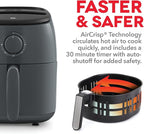 DASH Tasti-Crisp™ Express Air Fryer Oven, 2.6 Qt., Gray – Compact Air Fryer for Healthier Food in Minutes, Ideal for Small Spaces - Auto Shut Off, Analog, 1000-Watt