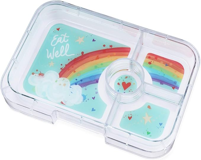 Yumbox Tapas (Antibes Blue Rainbow) - Large Leakproof Bento Lunch Box for Adults/Kids, 4 Compartments, Healthy Portion Control, Dishwasher Safe, BPA-Free, Durable & Lightweight - 4.2 Cups Capacity