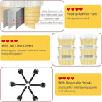 5oz/80pack Foil Mini Cake Baking Pans with Lids,LNYZQUS Small Disposable Ramekins Cupcake Tins Muffin Baking Cups,Aluminum Square Brownie Pan Mini Cheesecake Containers-Gold