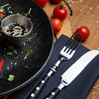 24-Piece 18/0 Stainless Steel Silverware set,Vintage Flatware set with Bakelite Handle,service for 4,Cutlery set (Black)