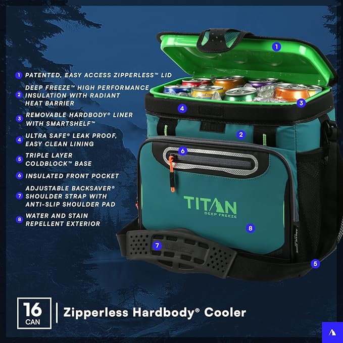 Titan by Arctic Zone 30 Can Zipperless Soft Cooler with HardBody Liner