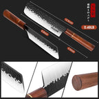 Huusk Japan Knife, Nakiri Knife Japanese Vegetable Knives 7 Inch, Multipurpose Asian Kitchen Chef Knives,Hand Forged High Carbon Steel Sharp Cleaver, Ergonomic Rosewood Handle, Gift Box for Dad